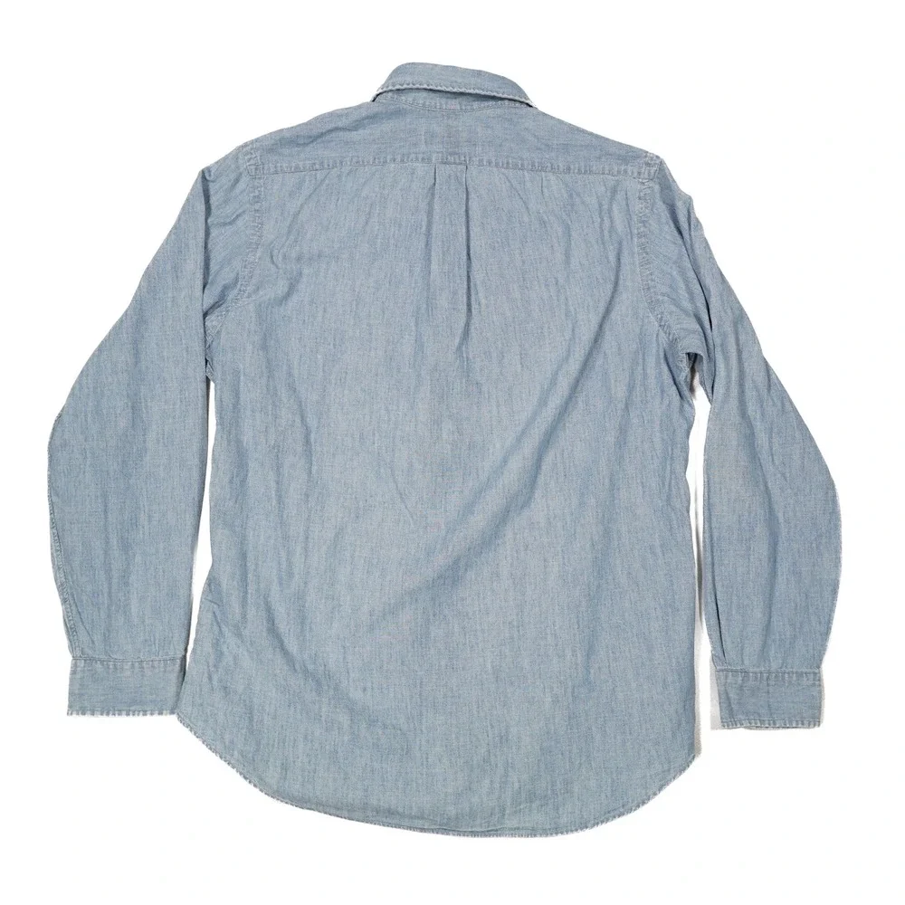 RALPH LAUREN Men's Size L Blue Cotton Chambray Button Down Long Sleeve Shirt - Picture 5 of 8